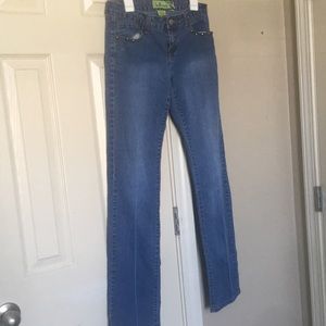 Medium Blue jeans with a design on the back pocket